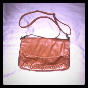 Brown faux leather crossbody